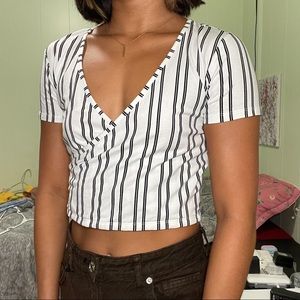 pacsun me to we striped wrap top